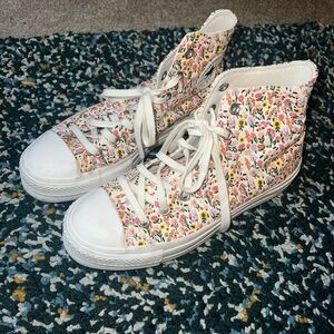 Converse White Floral High-Top Sneakers